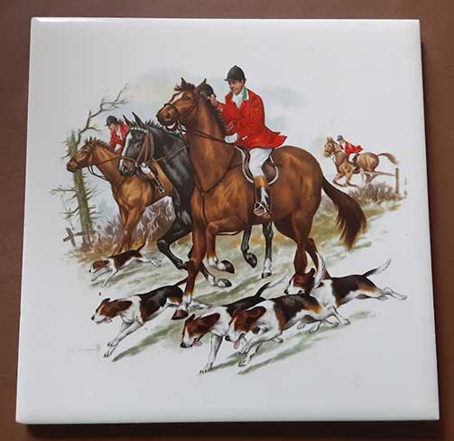 Hunt Scene Porcelain Trivet Hunt Scene Porcelain Trivet