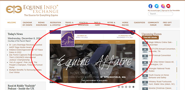 HERO Banner for Equine Affaire on EIE Home Page HERO Banner for Equine Affaire on EIE Home Page