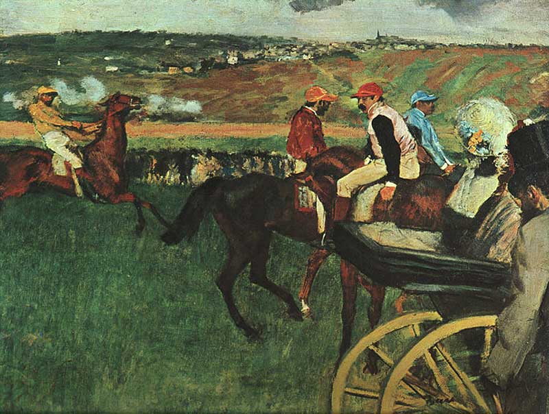 Edgar Degas, At the Races, 1869 (photo credit © Degas/Wiki Commons) Edgar Degas, At the Races, 1869 (photo credit © Degas/Wiki Commons)