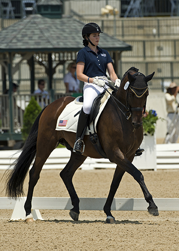 Friedensfürst, American Trakehner Association gelding, with rider Lindsey Holleger at the 2013 North American Junior and Young Rider Championships, where they won the Junior Individual Dressage gold medal. Equine Info Exchange Trekhner Horse Breed