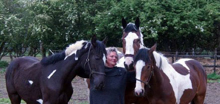 Heather Kitching of Angrove Stud with her Tobianos, photo courtesy of Angrove Stud, UK