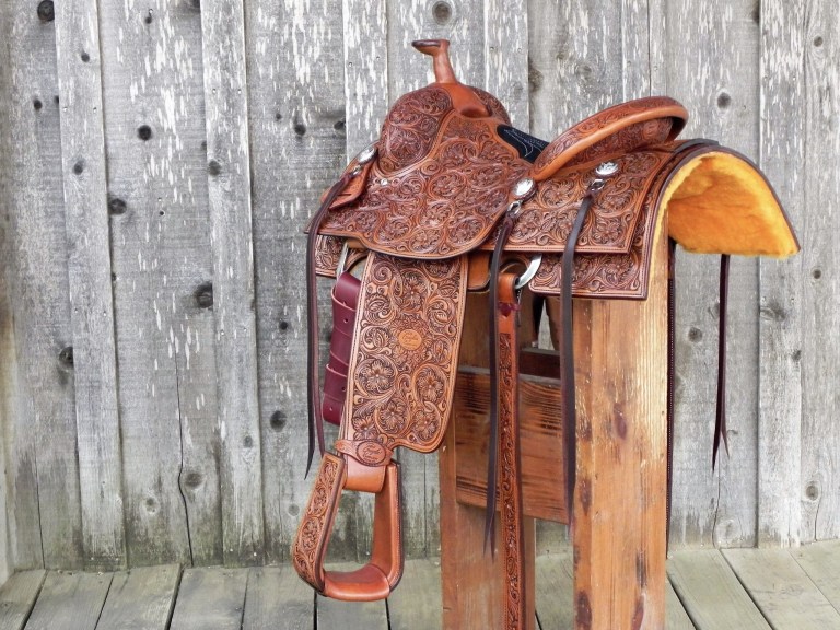Don does a lot of rough-out saddles, but he also turns out fully tooled beauties like this one. Don does a lot of rough-out saddles, but he also turns out fully tooled beauties like this one.