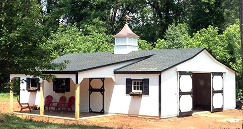 30x40 Low Profile Modular Horse Barn with Modified 10' Overhang 30x40 Low Profile Modular Horse Barn with Modified 10' Overhang