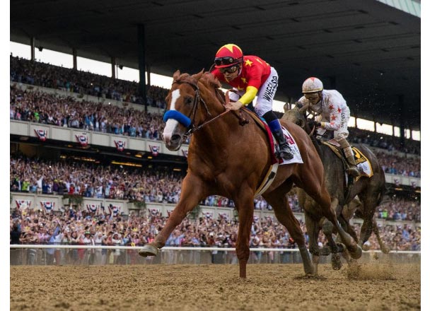 Justify crosses the wire in front to become racing's 13th Triple Crown winner. (Eclipse Sportswire) Justify crosses the wire in front to become racing's 13th Triple Crown winner. (Eclipse Sportswire)