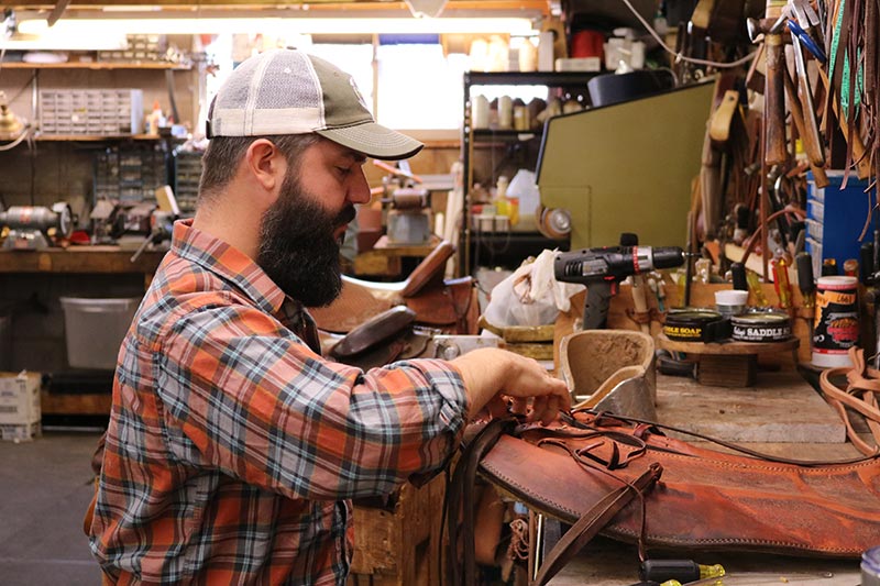 In the shop for nearly a decade, Colt Vernon builds a saddle in the shop for nearly a decade, Colt Vernon builds a saddle